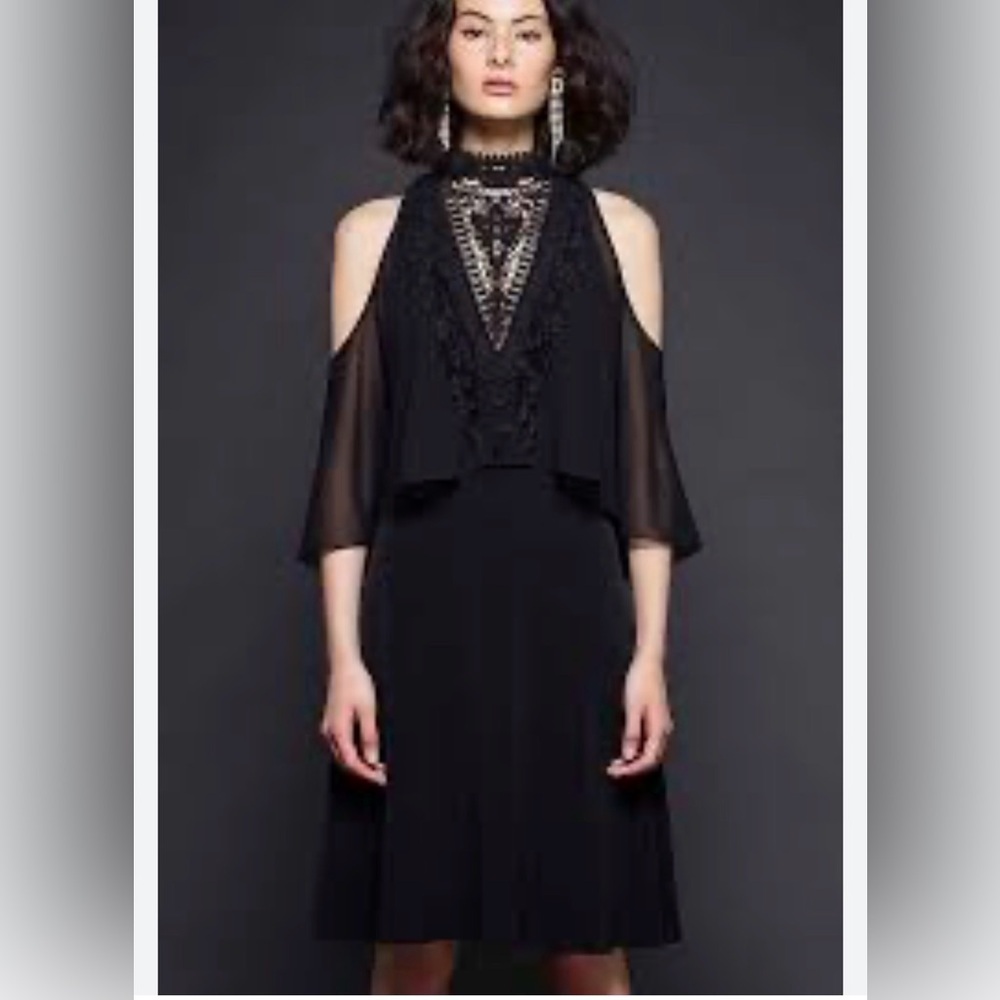 Kobi Halperin Womens Black Malia Cold Shoulder Popover Dress Size Medium